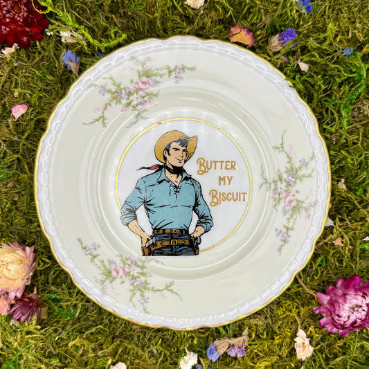 'Flirting Cowboy, Old Rose,' (Cowboy series) (6.25 in)