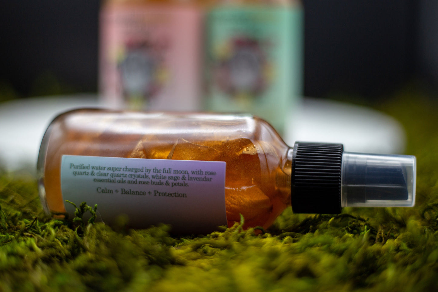 Moon Water with Crystals | Smokeless Energy Cleansing Spray | Smudge Spray | White Sage, Lavender, Rose | Burn Alternative