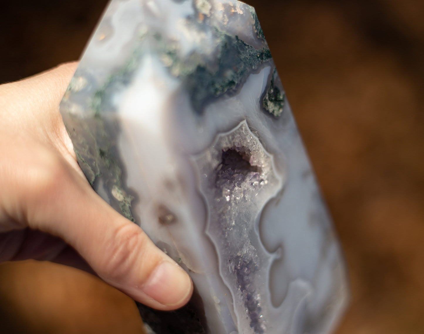 Super Druzy Moss Agate Tower | Large Point | Natural Crystal Stone