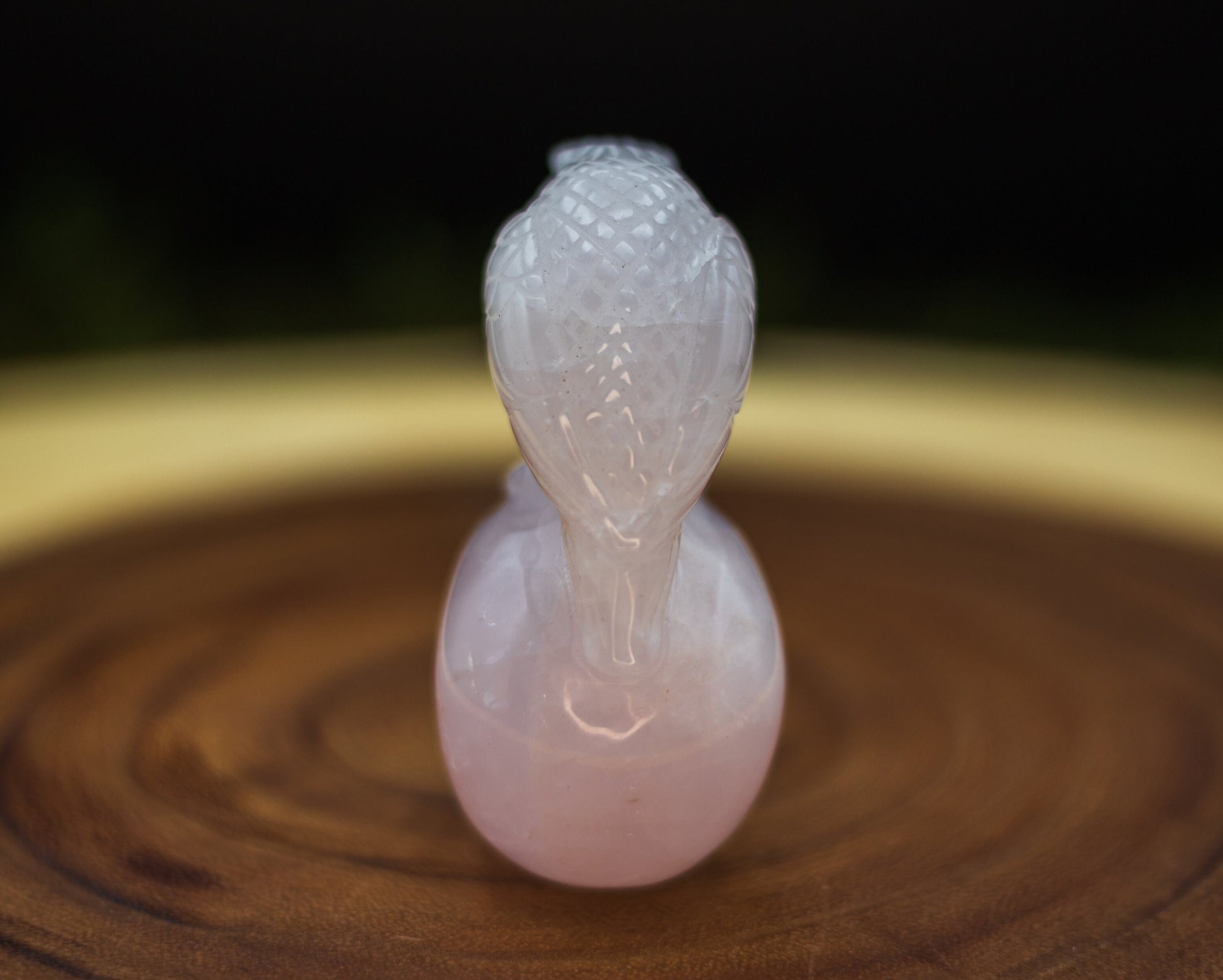 Natural Rose Quartz Skull with Bird Carving | High Quality Rose Quartz Skull with Eagle/Raven
