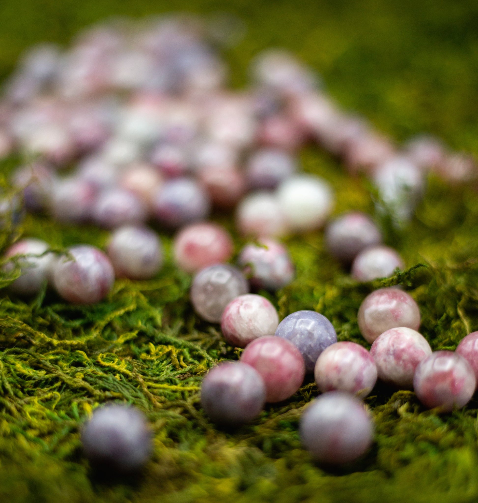 Unicorn Stone Mini Spheres | Lepidolite, Pink tourmaline, Smoke Quartz, Clear Quartz, Cleavelandite | Natural Stone
