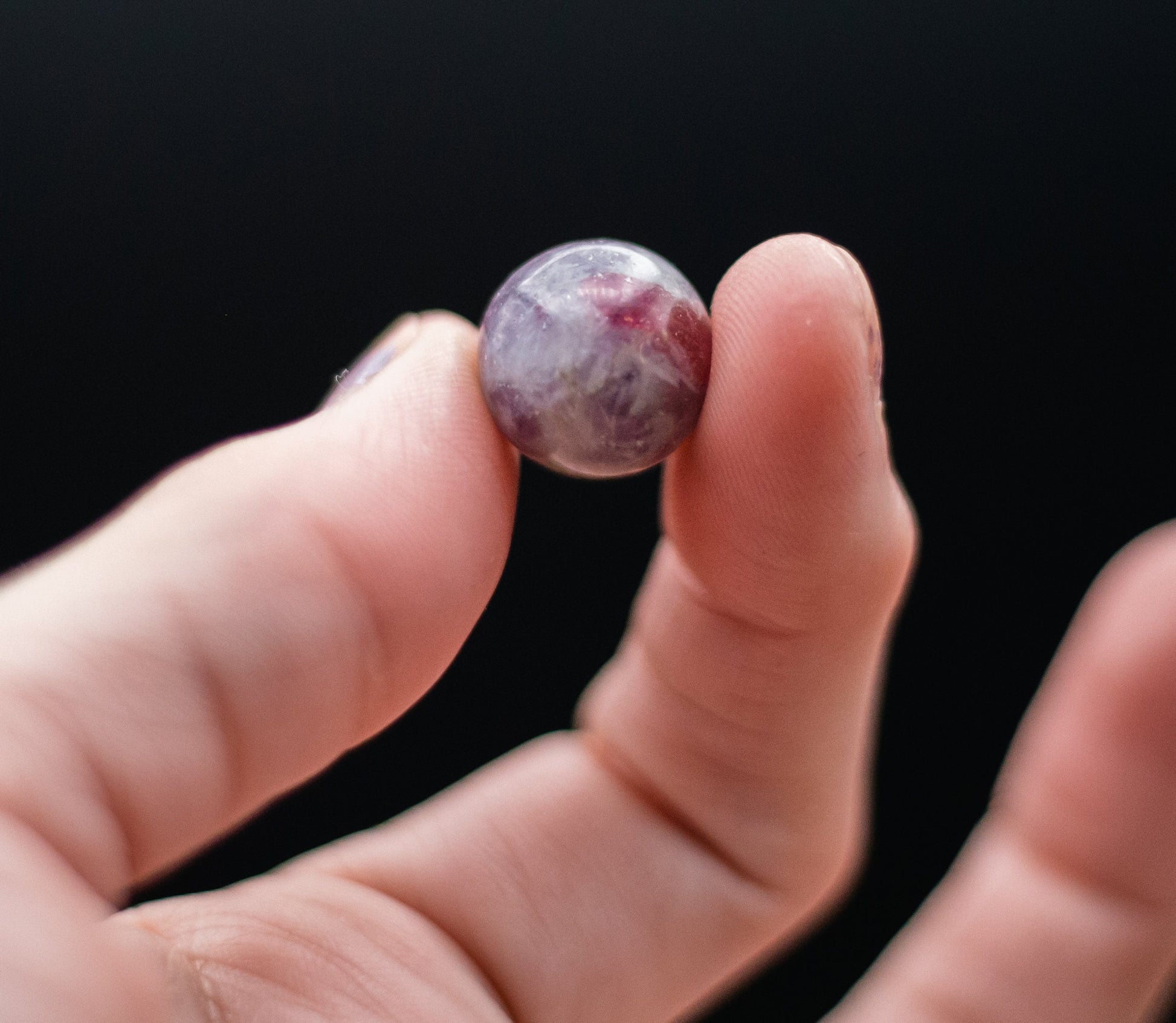 Unicorn Stone Mini Spheres | Lepidolite, Pink tourmaline, Smoke Quartz, Clear Quartz, Cleavelandite | Natural Stone
