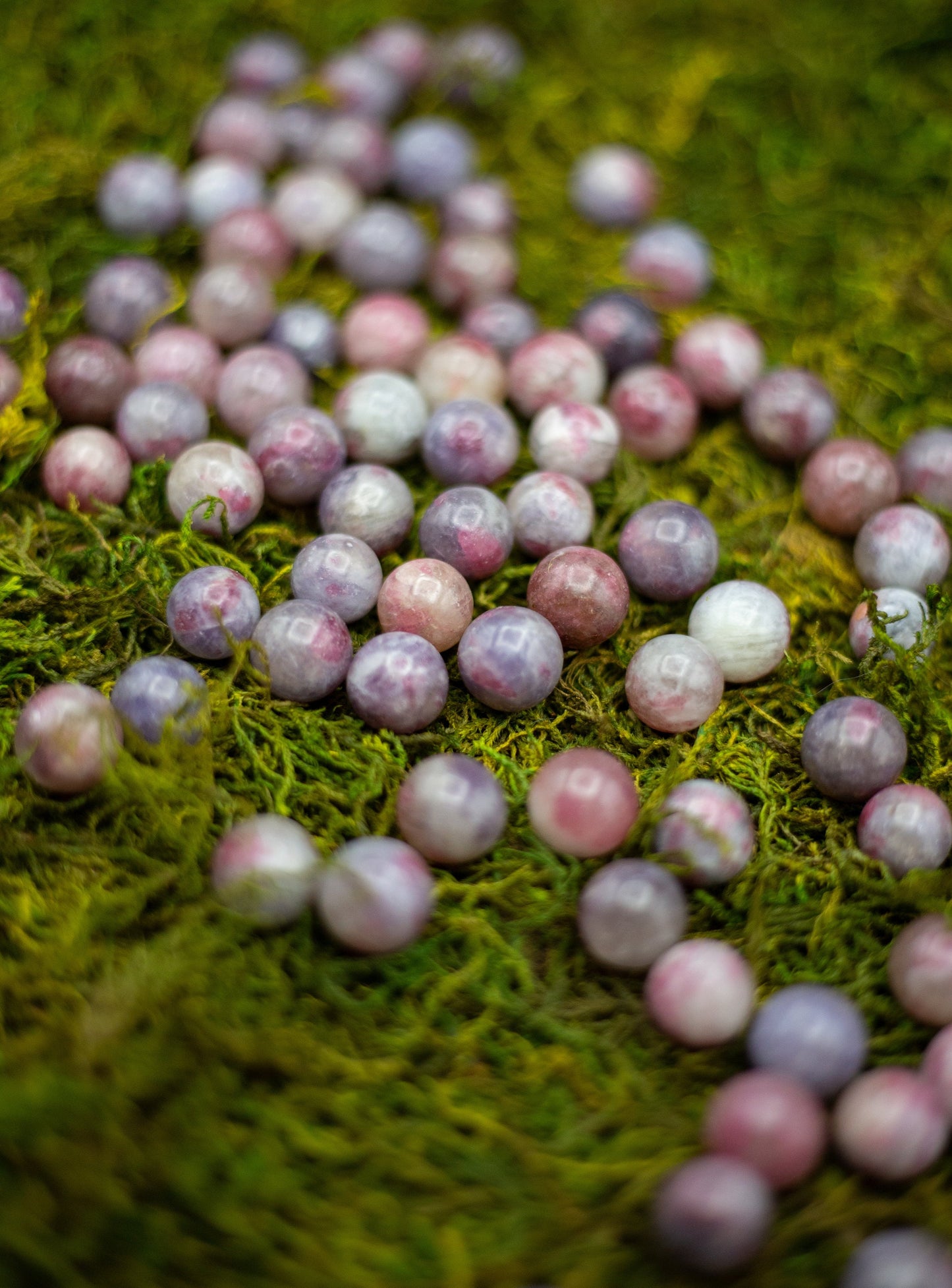 Unicorn Stone Mini Spheres | Lepidolite, Pink tourmaline, Smoke Quartz, Clear Quartz, Cleavelandite | Natural Stone