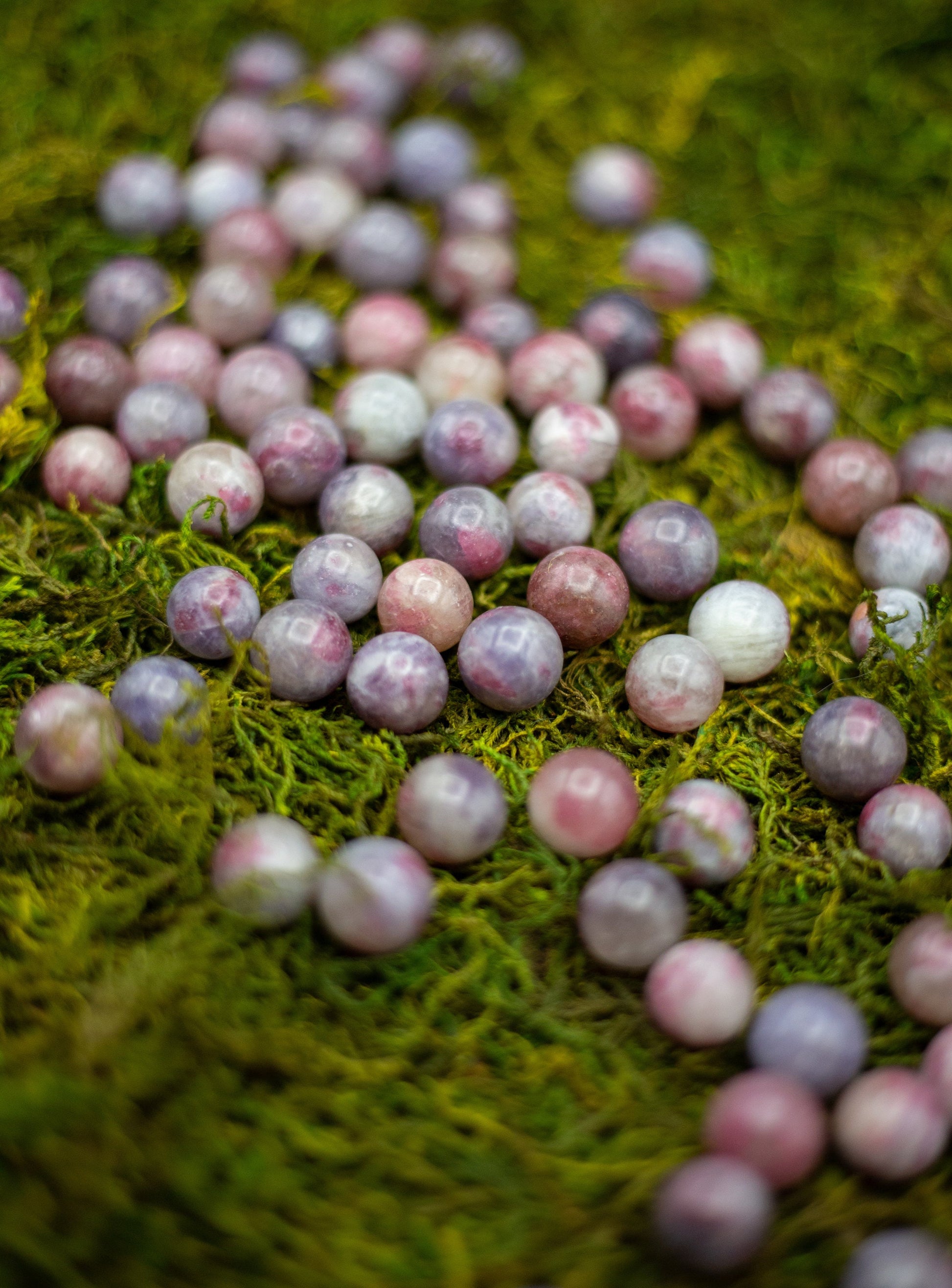 Unicorn Stone Mini Spheres | Lepidolite, Pink tourmaline, Smoke Quartz, Clear Quartz, Cleavelandite | Natural Stone