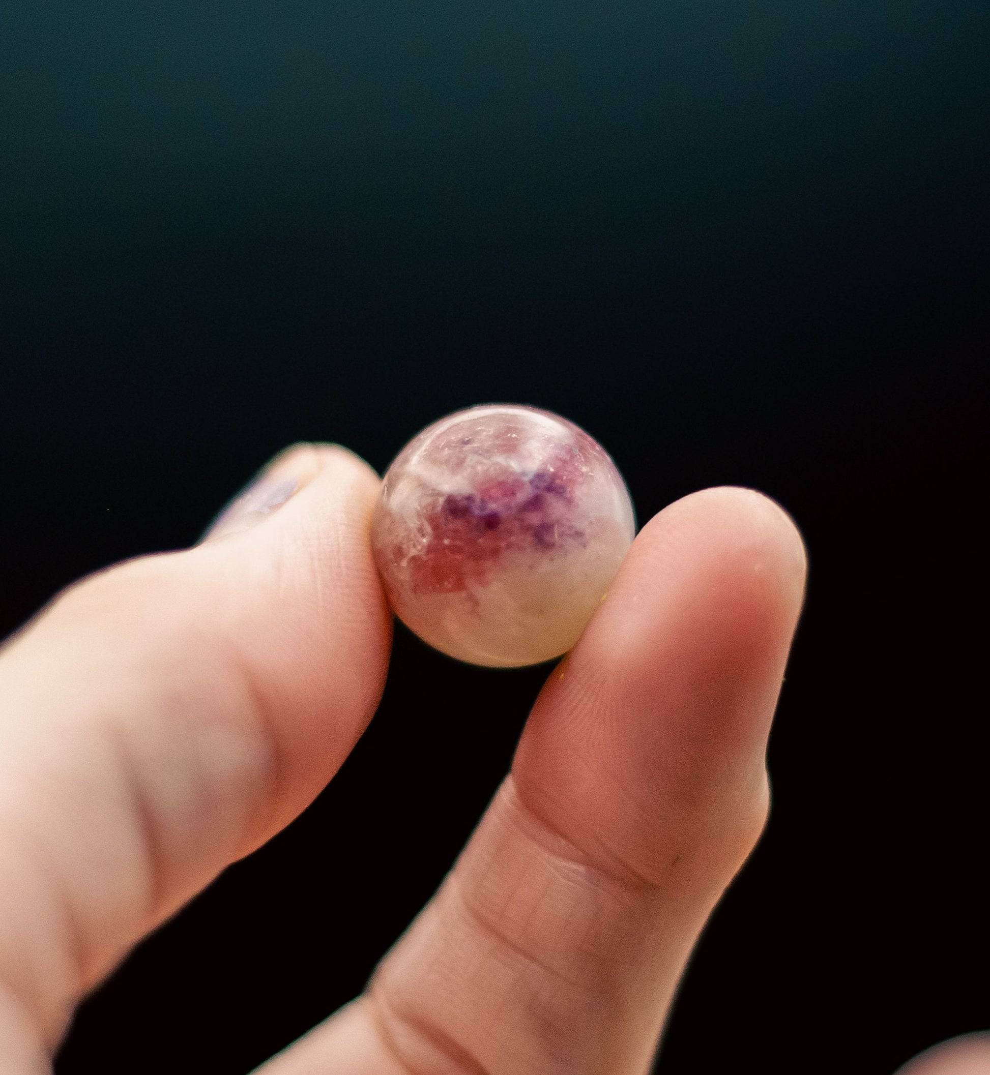 Unicorn Stone Mini Spheres | Lepidolite, Pink tourmaline, Smoke Quartz, Clear Quartz, Cleavelandite | Natural Stone