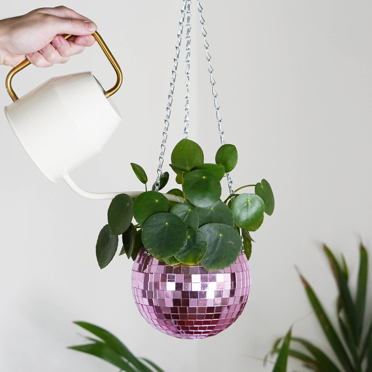 Disco Ball Hanging Planter - Pink (6in) 🪩