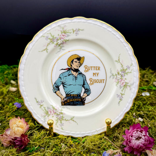 'Flirting Cowboy, Old Rose,' (Cowboy series) (6.25 in)