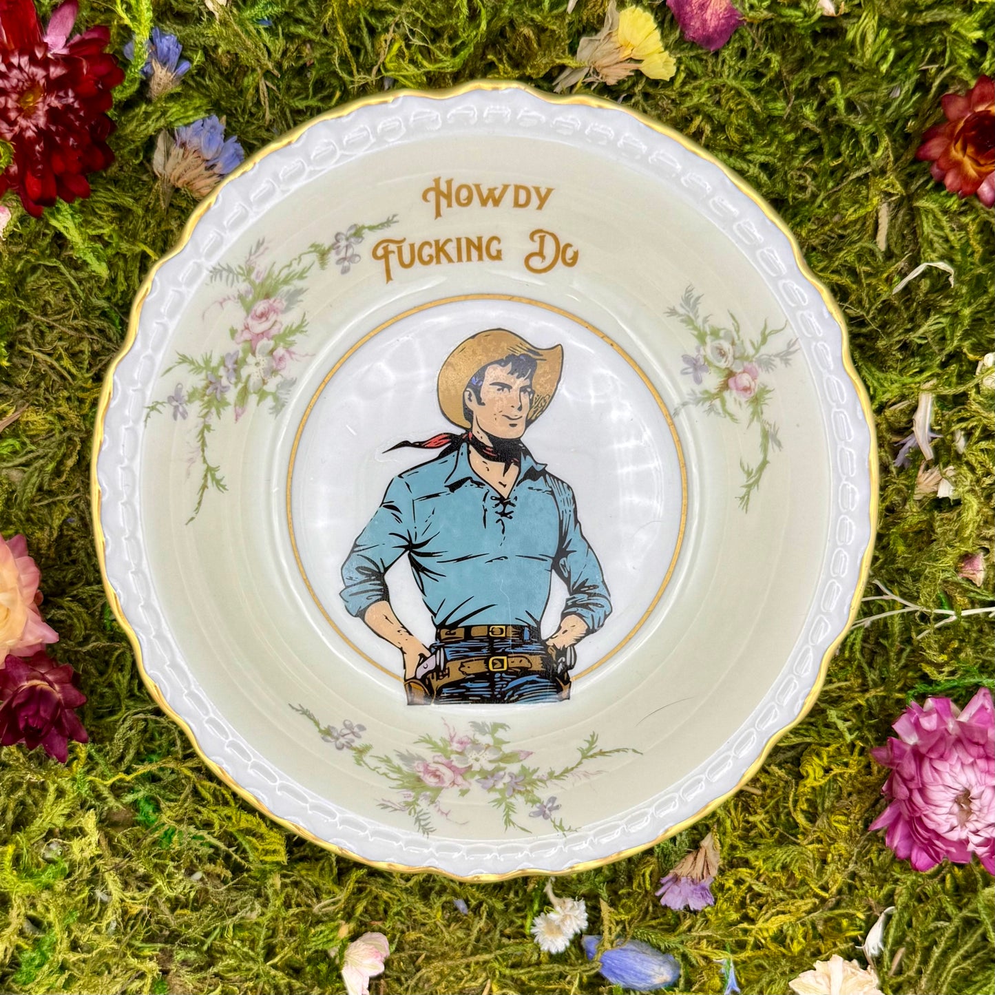 'Howdy Fucking Do, Old Rose,' (Cowboy series) (5.5 in)