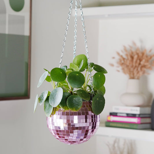 Disco Ball Hanging Planter - Pink (6in) 🪩