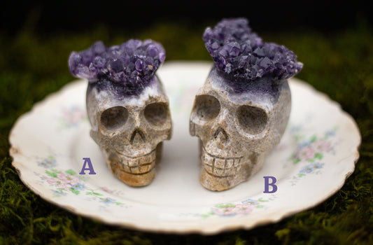 3in Natural Amethyst Crystal Skulls, Amethyst Clusters, Skull Carving, Home Decor, Healing Crystal