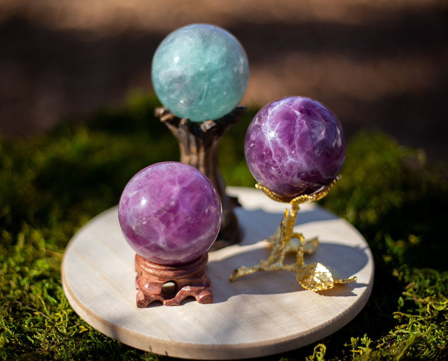 Rainbow Fluorite Spheres | Purple & Green Fluorite Spheres