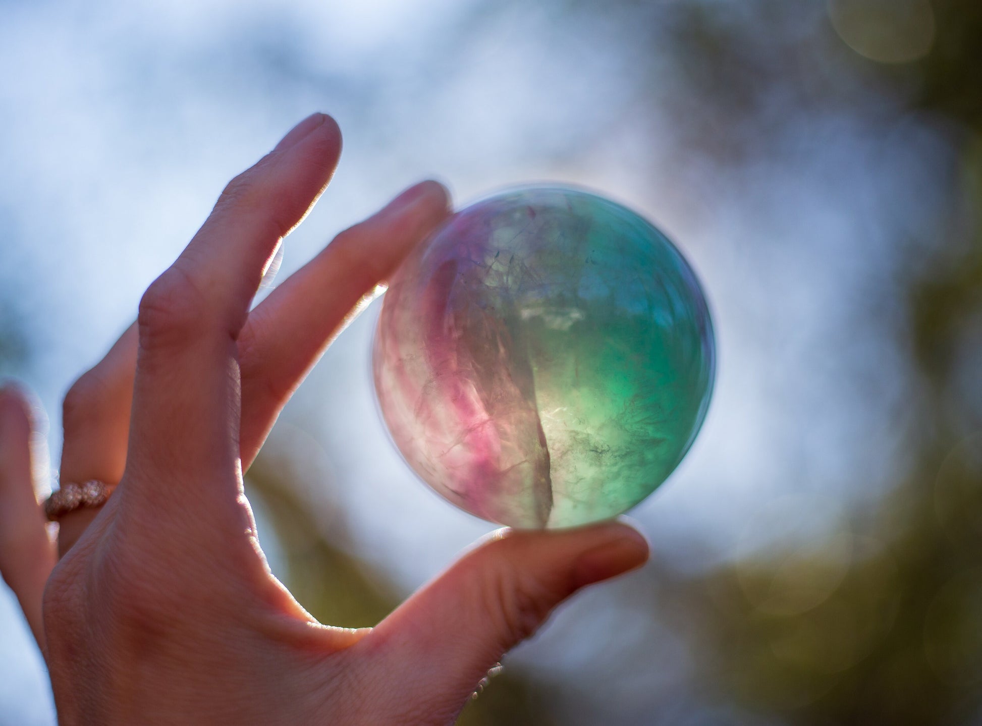 Rainbow Fluorite Spheres | Purple & Green Fluorite Spheres