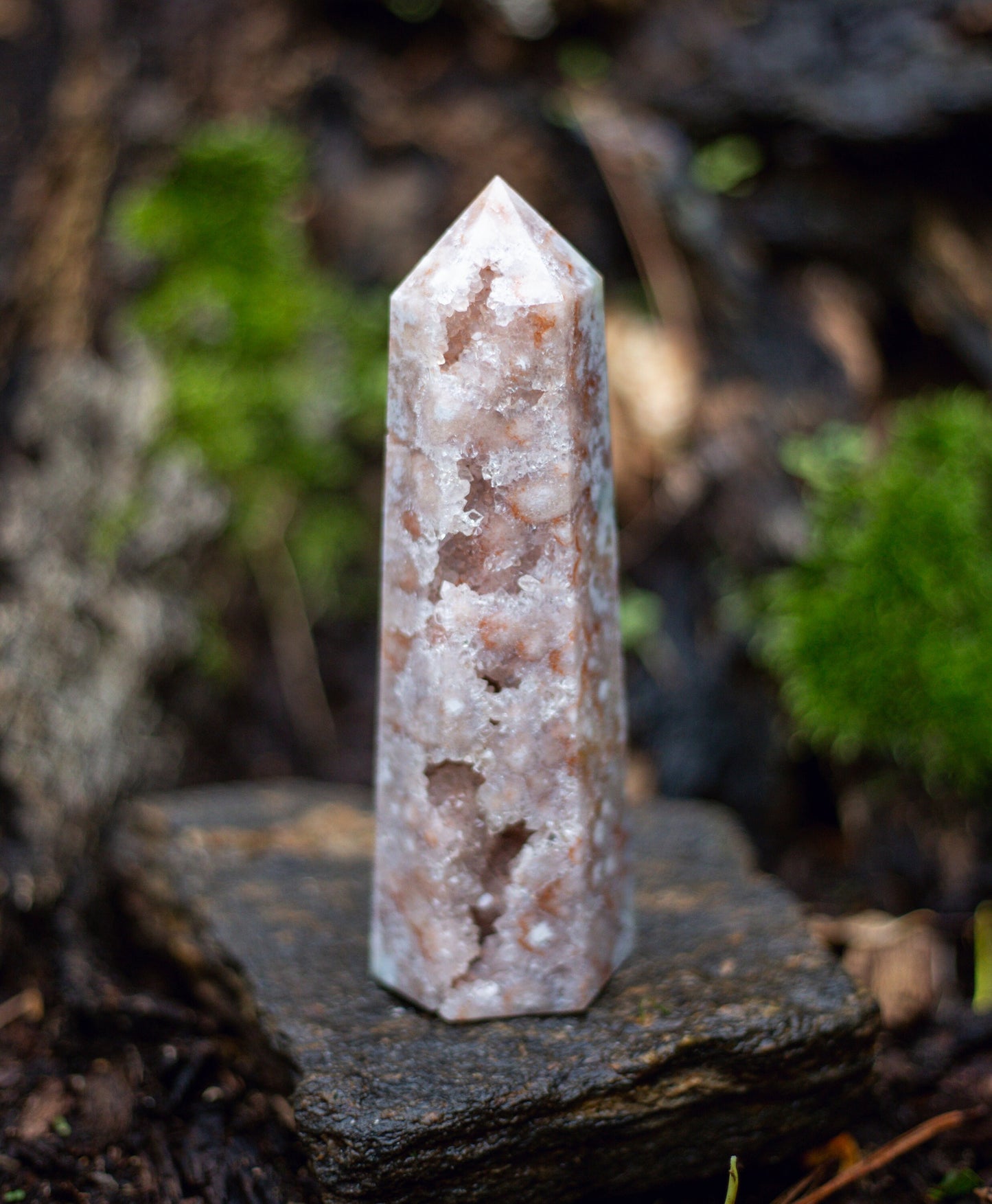 Large Natural Pink Amethyst x Flower Agate Crystal Tower | Crystal Point | Top quality