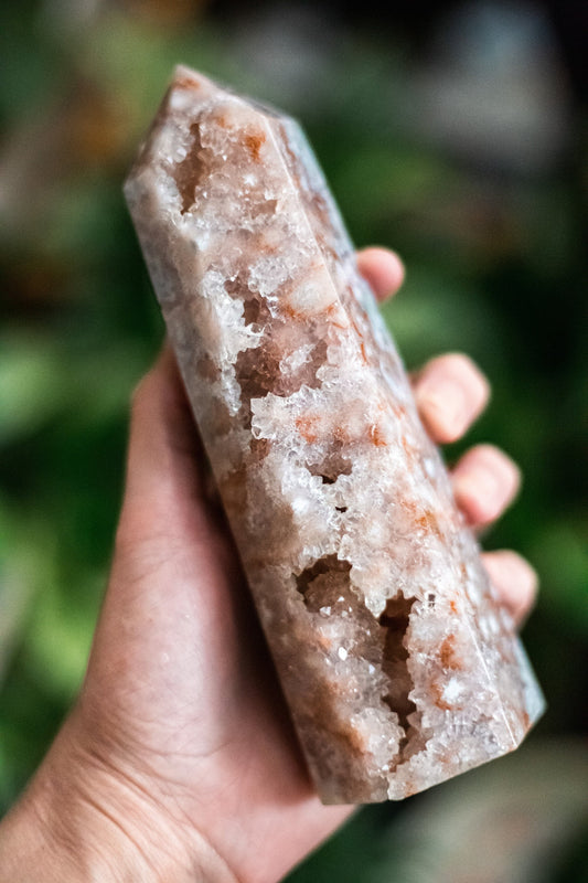 Large Natural Pink Amethyst x Flower Agate Crystal Tower | Crystal Point | Top quality