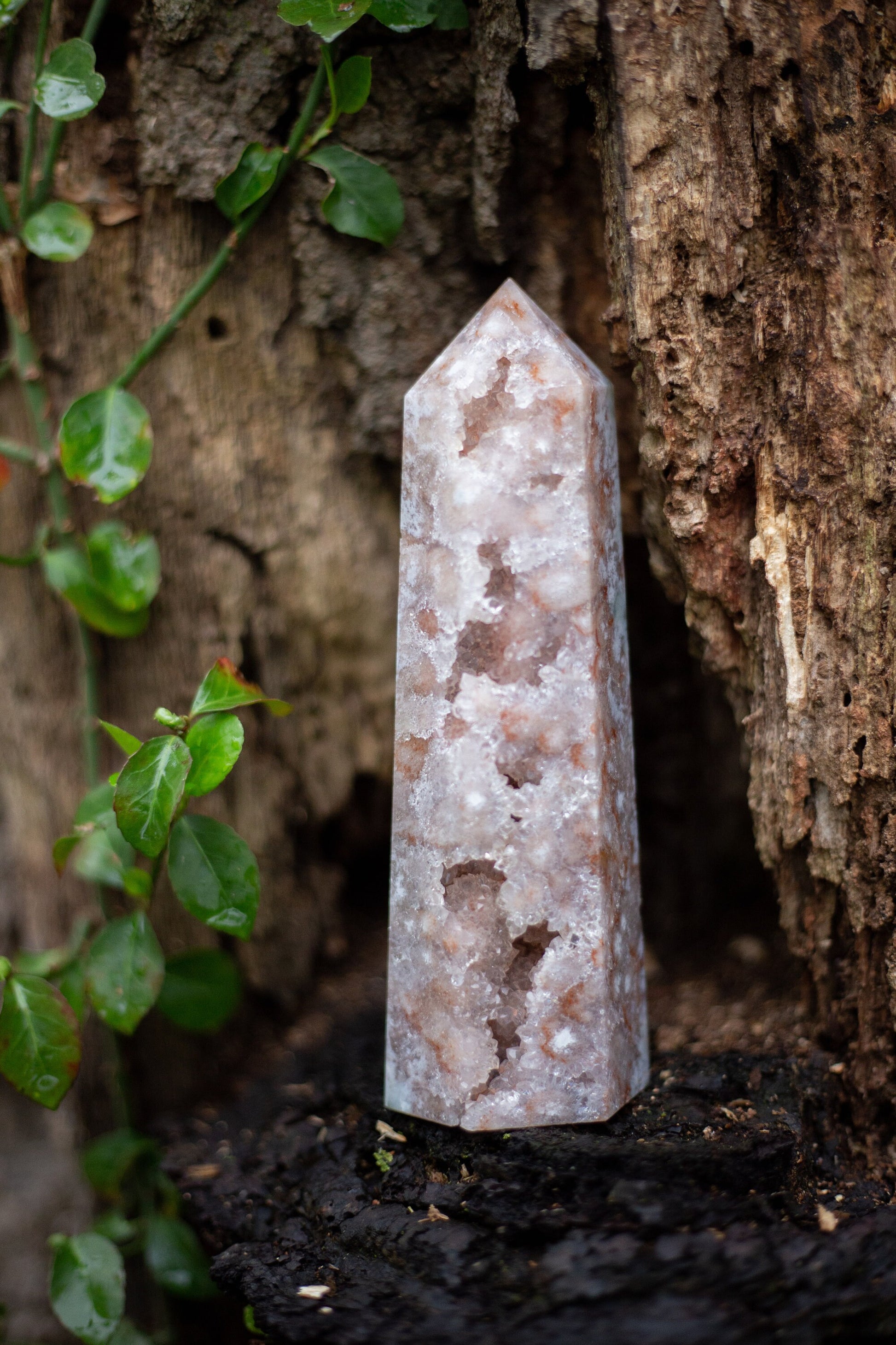 Large Natural Pink Amethyst x Flower Agate Crystal Tower | Crystal Point | Top quality