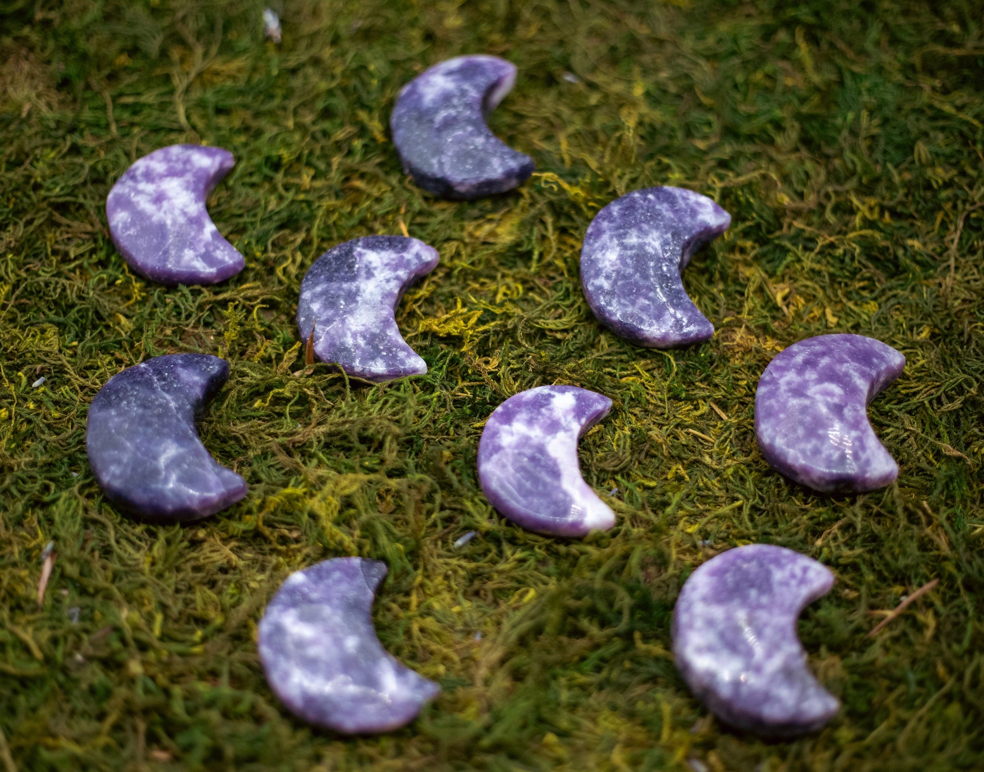 Lepidolite Moon Carving | Crescent Moon Crystal | Lepidolite Stone