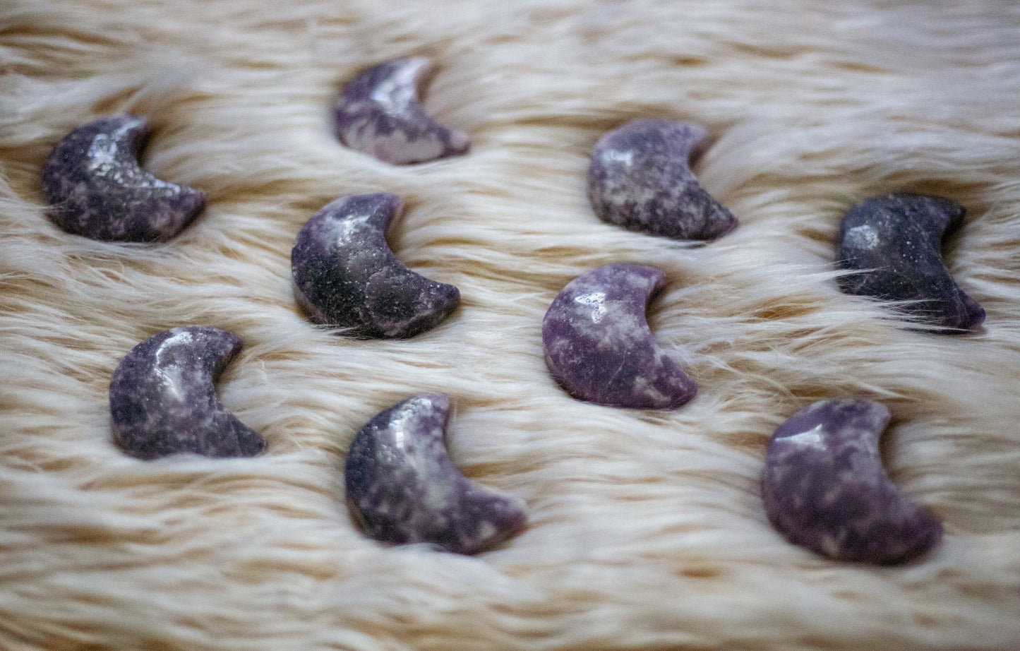 Lepidolite Moon Carving | Crescent Moon Crystal | Lepidolite Stone