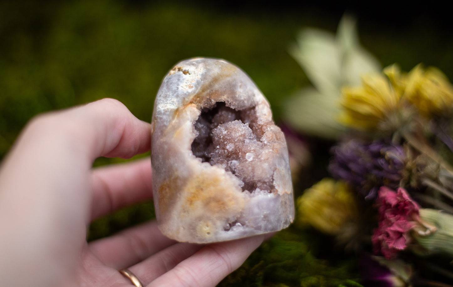 Druzy Pink Amethyst Free form | cut base | Tower