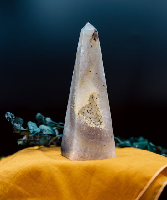 Druzy Agate Obelisk - Tower | Brazilian Agate Crystal Point