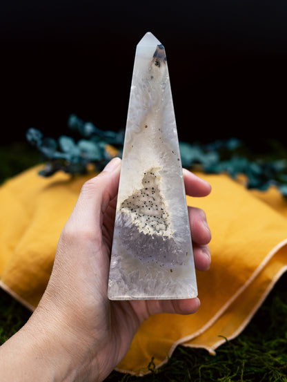 Druzy Agate Obelisk - Tower | Brazilian Agate Crystal Point